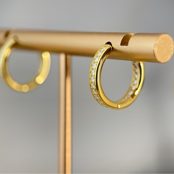 Jewelry - 18k Yellow Gold Plated S925 Moissanite Inside-out Huggie Hoop Earrings